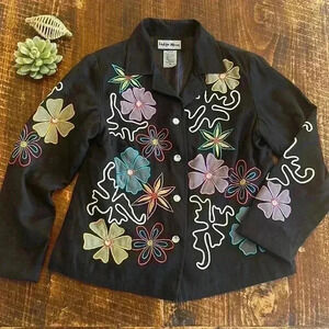 Indigo Moon | Vintage Embroidered Black Jacket/Blazer